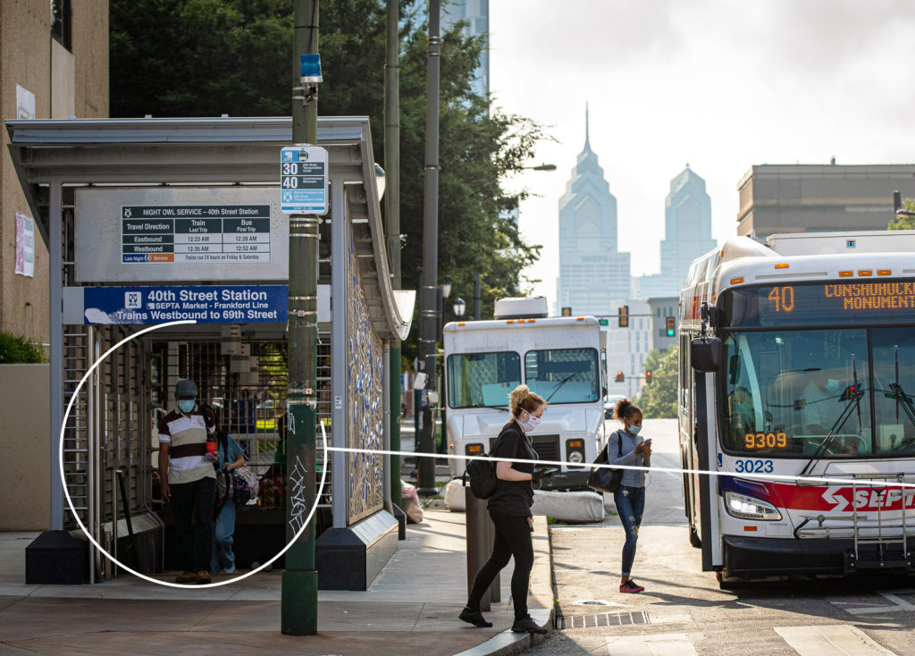 Photo of passengers boarding SEPTA bus in Philadelphia